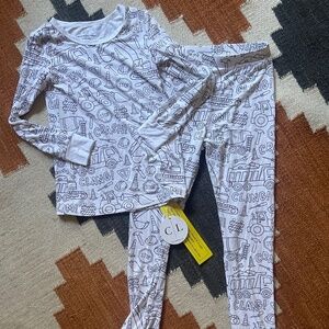 Caden Lane colorable two-piece pajama set in the "Construction Zone" print